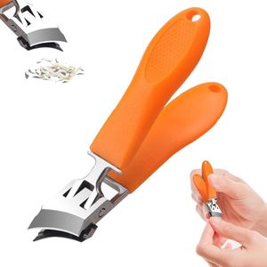 Brede bekopening, anti-spat schuine nagelknipper, nagelknipper zonder spatten voor mannen, schuine nagelknipper, nagelknipper met brede bek, schuine teennagelknipper voor vrouwen en mannen (oranje) Oranje