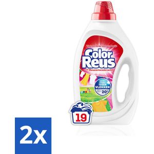 2 x Color Reus - Vloeibaar Wasmiddel - Gekleurde Was - 19 Wasbeurten - Kleurwasmiddel - Vlekkenverwijderaar - Wasmiddel Voor Gekleurde Was - Wasmiddel Voor Gezinnen - Energiebesparend Wassen