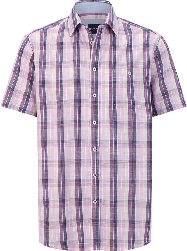 Overhemd - Lila - NAVOR - Korte Mouwen - Geruit
