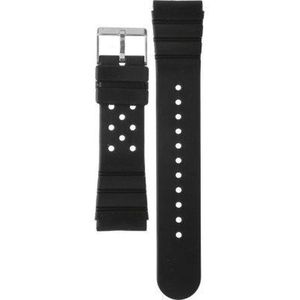 Morellato Horlogebandje - Morellato horlogeband Tipo Seiko - Silicone - Zwart - bandbreedte 22.00 mm