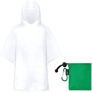 Kinder regenponcho - pvc - in groen zakje - vanaf 4 jaar - noodponcho met capuchon - one size - transparant