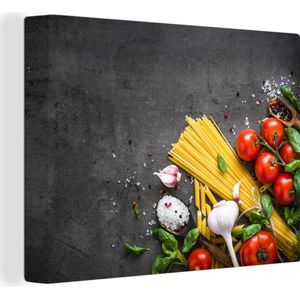OneMillionCanvasses - Canvas - Pasta - Kruiden - Specerijen - Tomaten - Marmer print - Canvas doek - Kamer decoratie - 80x60
