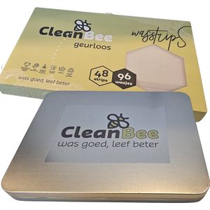 CleanBee Bewaarblik met 1 doos Wasstrips Geurloos - Wasmiddel Wasvellen