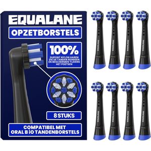 EQUALANE - Opzetborstels - Zwart - Geschikt voor Oral B iO tandenborstels - 8 Stuks