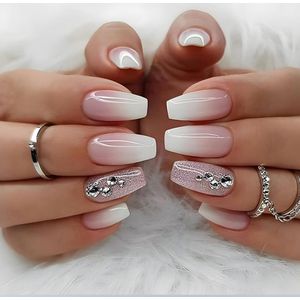 Korte Press On Nails Set - 24 Stuks Kunstnagels voor Thuis Manicure