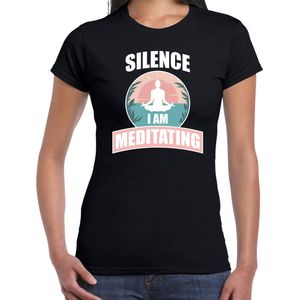 Silence I am meditating hobby t-shirt zwart voor dames XL
