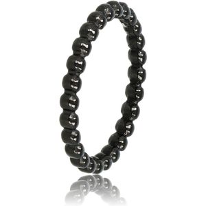 *My Bendel - Zwarte ring met bolletjes - Leuke 2,5 mm bolletjes ring - zwart- gemaakt van mooi blijvend edelstaal - Met luxe cadeauverpakking