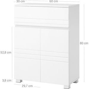 Signature Home Bangor badkamerKast - dressoir met lade - badkamermeubel of Commode met dubbele deur - Kast verstelbare plank - met pootjes voor badkamer - hal -entree - wit - 60 x 30 x 80 cm