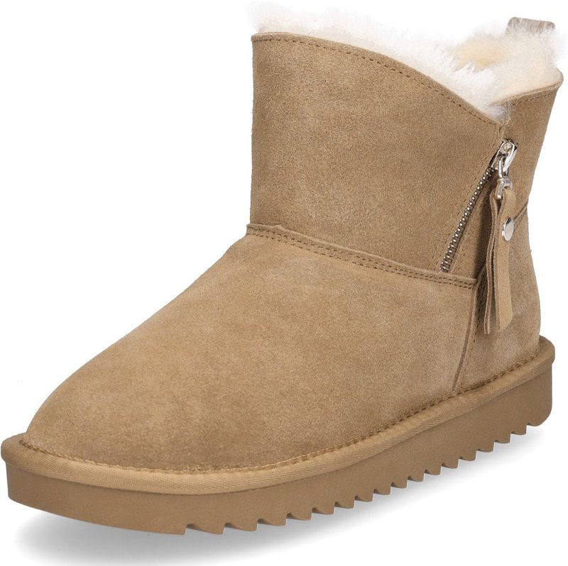 Ara - ALASKA - Winterlaarzen - Cognac - Laarzen van Echt Lamsvel met Ritssluiting