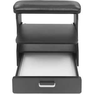 Pedicure Voetsteun - Voetenbank - Pedicure stoel - Voor Thuisgebruik en Schoonheidssalons - 3-Lagen met Lade en Wielen - PU Lederen - Zwart