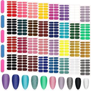 ByShane - Nagellak Stickers Set | 384 Stuks | 32 Vellen | Glitter & Effen Kleuren | Zelfklevend | Nagelstrips & Nagelvijlen | Nail Art Decoratie