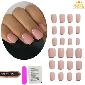GUAPÀ® Plaknagels | 24 stuks valse nagels | Press On Nails | Zelfklevende Plaknagels | Nepnagels | Kunstnagels | Compleet plaknagels starterspakket | Nagels stickers | Nude Nagels | 24 stuks plaknagels Dark Nude
