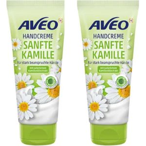 AVEO Handcrème Kamille - 2x 100 ml | Verzorgende Handcrème met Kamille en Sheabutter - Dermatologisch Getest - Handcrème met Kamille