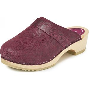 BigHorn - 6006 Lederen Clog - Medische Klompen - Ziekenhuis Klompen - Ook voor Thuis - Bordeaux Rood - Maat 38