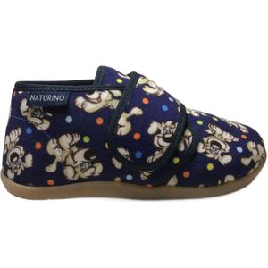 Naturino - Home - Mt 21 - velcro hondjes velvet pantoffel - blauw