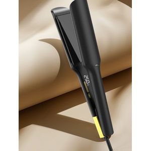 Stijltang voor nat haar, geventileerde roosterstijltang, stijltang geschikt voor nat of droog haar, dubbele spanning voor zijdezacht haar, zwart