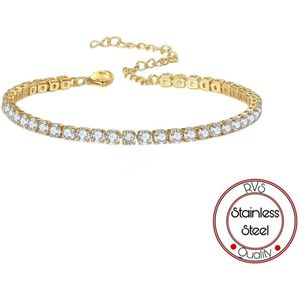 Soraro Tennis Enkel band | Goldplated | Goudkleurig | Vrouwen Enkelband Goudkleurig | Sieraden | Mooie Cadeauverpakking