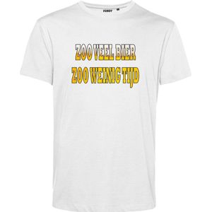 T-shirt Zoo veel bier Zoo weinig tijd | Oktoberfest dames heren | Carnavalskleding heren dames | Foute party | Wit | maat XXL