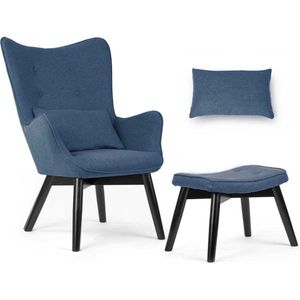 Sofotel Noorse blauwe fauteuil met voetenbank