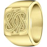 Lucardi Heren Gerecycled stalen goldplated ring surinaamse mattenklopper - Ring - Staal - Goudkleurig - 20 / 63 mm