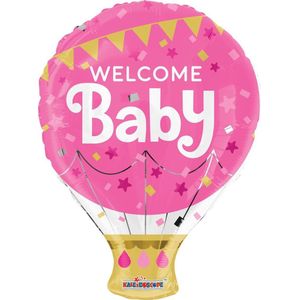 Folie ballon Welcome Baby Roze, 45 centimeter