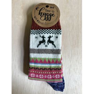 Hygge warme sokken met 37% wol (grijze boord) -maat 39-42