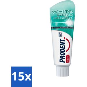 15 x Prodent - Tandpasta - White System Pure Mineral - Herstellend & Versterkend - 75 ml - Tandpasta - Witte Tanden - Tanden Witter Maken - Tanden Reinigen - Tanden Beschermen