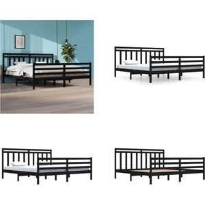vidaXL Bedframe massief hout zwart 200x200 cm - Bedframe - Bedframes - Tweepersoonsbed - Bed