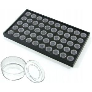 50x Nail Art Potjes met Organizer Box - Zwart