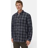 camel active Geruit overhemd met lange mouwen en borstzak - Maat menswear-L - Marineblauw