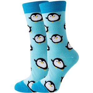SilverAndCoco - Gekke Vrolijke Foute Sokken / Leuke Grappige Happy Dikke Warme Huissokken Dames & Heren Kerstcadeau pakket / Thermosokken Katoen / Wintersokken Mannen en Vrouwen Socks Sinterklaas Schoen Kerst Cadeautje - Pinguïn