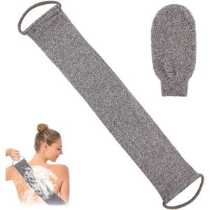 Allecto Plus - Luffa-spons voor zachte lichaamsreiniging en massage in douche en badkamer, natuurlijk materiaal met gripband.