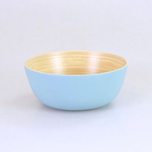 Bamboe saladeschaal - salade bak 23 cm - slakom of fruitschaal - licht blauw