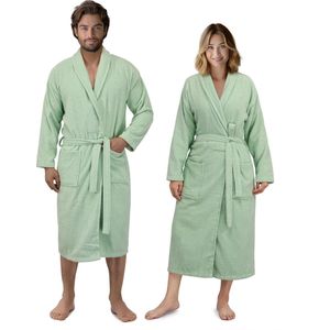HOMELEVEL badstof badjas dames en heren - Unisex badjassen van 100% katoen - Ochtendjas dames en heren - Kamerjas in verschillende kleuren en maten