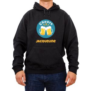 Trui met naam Jacqueline|Fotofabriek Trui Cheers |Zwarte trui maat S| Unisex trui met print (S)