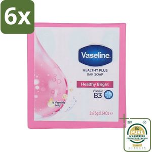 Vaseline - Healthy Bright - Zeeptablet - Reinigend & Verzorgend - 3x75 ml - Voordeelverpakking - 6 stuks - Zeep - Vaseline
