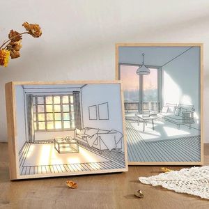 LED schilderij muurkunst verlichting - decoratief nachtlampje - fotolijst lichtschilderij - 3 kleuren instelbare verlichting - woonkamer kantoor slaapkamer (S8) .