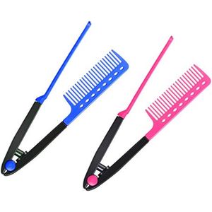 2 Pcs V-Vormige Rechte Kam Stijltang voor Stijlvol Haar
