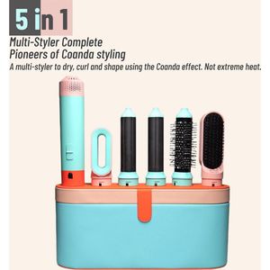 5 in 1 Hairstyler - Airstyler - Airwrap - Multistyler Fohnborstel - Stijlborstel - Haardroger met borstel - Automatische Krultang - Inclusief Leren Opbergdoos
