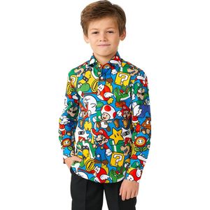 OppoSuits SHIRT LS Super Mario Boys - Kids Carnavals Overhemd - Nintendo Overhemd - Mix Kleur - Maat 2 Jaar