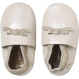 Elastische Leren Babyschoentjes - Lichtroze - Slofjes - Geborduurde Bloem en Gouden Strik