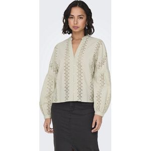 ONLY ONLNELLY LS V-NECK BUTTON TOP WVN Dames Top - Silver Lining