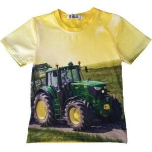 S&C Tractor T-shirt H107 - Geel - John Deere - Maat 146/152