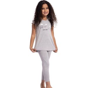 VANILLA -  Sheep meisjes pyjama  - Pyjamasets - Tweedelig - Egyptisch katoen - Grijs - PJ532 - 6-7 jaar