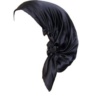 YOSMO - Zijden Slaap haardoek - kleur zwart - maat medium - halflang haar - Slaapmuts - Bonnet - 100% Zijden - Moerbei
