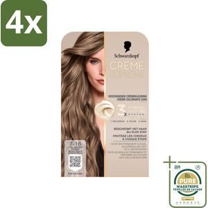 Schwarzkopf - Haarkleuring - Creme Supreme 7-16 - Cool Donker Asblond - 245g - Voordeelverpakking - 4 stuks - Grijsdekking - Koele blondtint