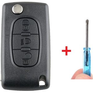 Autosleutelbehuizing 3 knoppen Licht CEO523-HU83 geschikt voor Peugeot sleutel.
