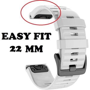 Firsttee - Siliconen Horlogeband - EASY FIT - Voor GARMIN - WIT - 22 MM - Horlogebandjes - Sporthorloge - Easy Click - Garmin - S60 - S62 - Fenix 5 - Forerunner 935 - Fenix 6 (Pro) - Horloge bandje - Golfkleding - Golf accessoires - Bandjes - Cadeau