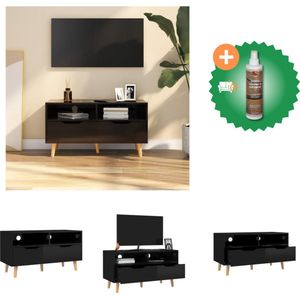 vidaXL Tv-meubel 90x40x48-5 cm spaanplaat hoogglans zwart - Kast - Inclusief Houtreiniger en verfrisser