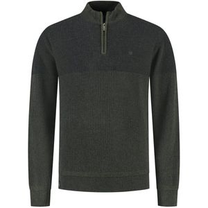 Fellows United - Pullover Half Zip Plated Tuck - Groen Moss - Vest